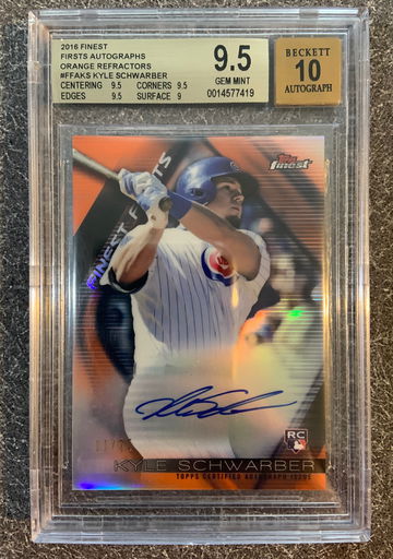 Kyle Schwarber 2016 finest orange ref RC AU /25 BGS 9.5 