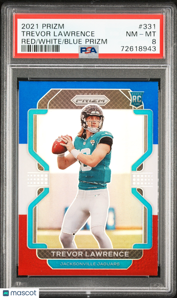 2021 Panini Prizm Trevor Lawrence #331 Red White Blue PSA 8