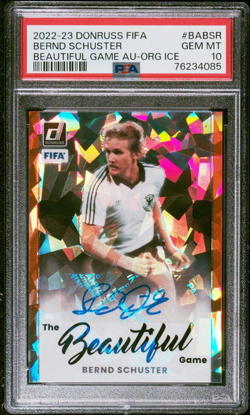 2022 PANINI FIFA DONRUSS BERND SCHUSTER BEAUTIFUL GAME AUTO ORANGE ICE PSA 10