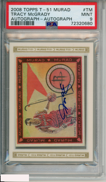 2008 TOPPS T-51 MURAD AUTOGRAPH TRACY MCGRADY #TM AUTOGRAPH PSA 9 MINT