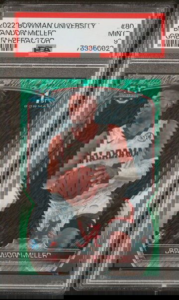 2022-23 Bowman University Chrome Brandon Miller Green RC #/99 PSA 9