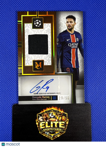 2025 Topps Museum Collection UEFA Club Competitions Gonçalo Ramos #MAR-GO /50 Autograph Relic Card Match-Worn Relic