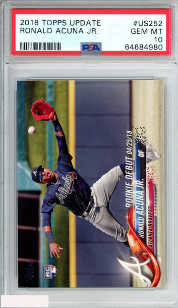 2018 TOPPS UPDATE RONALD ACUNA JR #US252 ROOKIE RC ATLANTA BRAVES PSA 10 GEM MT