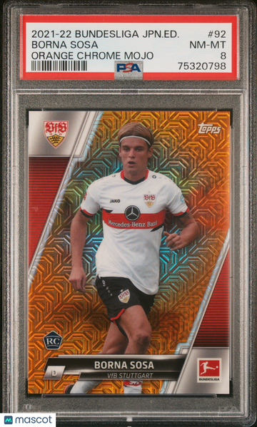 2021-2022 Topps Bundesliga Japan Edition Borna Sosa #92 Chrome Orange Mojo PSA 8