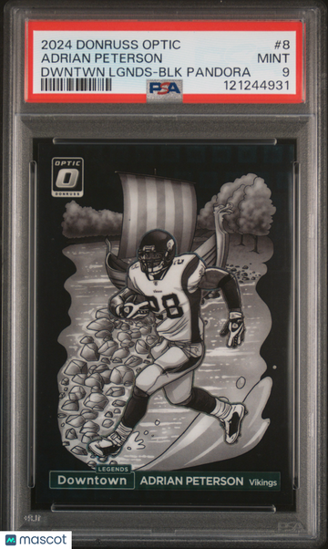 2024 Panini Donruss Optic Downtown Legends Adrian Peterson #8 Dwntwn Lgnds BLK Pandora PSA 9