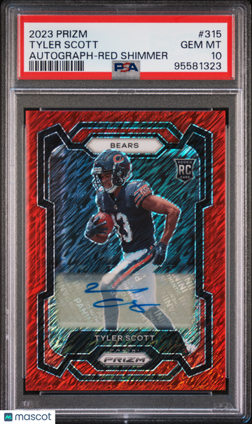2023 Panini Prizm Tyler Scott #315 Autograph Red Shimmer /35 Rookie PSA 10
