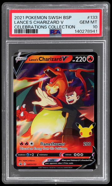 2021 Pokemon Sword And Shield Black Star Promo Celebrations Collection Lance's Charizard V PSA 10