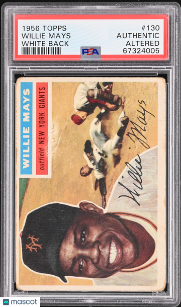 1956 Topps Baseball Willie Mays #130 PSA A White Back