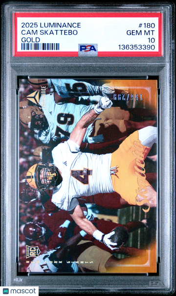 2025 Panini Luminance Cam Skattebo #180 Gold /299 RC Rookie PSA 10