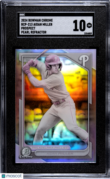 2024 Bowman Chrome Aidan Miller #BCP-213 Pros. Pearl Refractor SGC 10