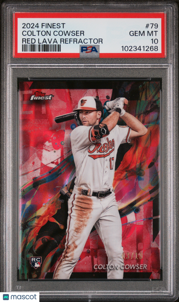 2024 Topps Finest Colton Cowser #79 Red Lava Refractor /10 PSA 10