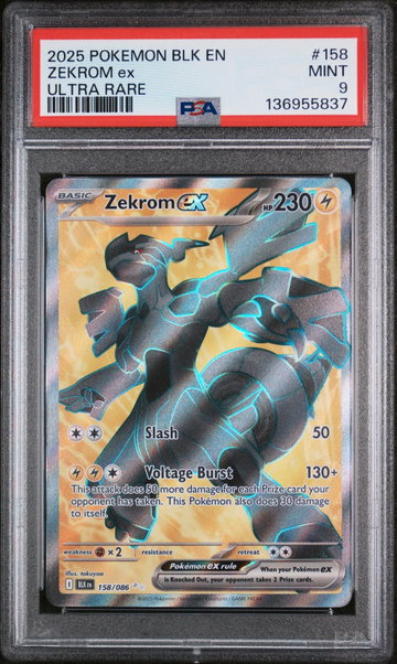 2025 Pokemon Scarlet and Violet Black Bolt Ultra Rare Zekrom Ex #158 PSA 9
