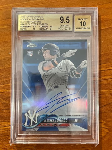 2018 Topps Chrome Gleyber Torres Blue Refractor Auto BGS 9.5/10