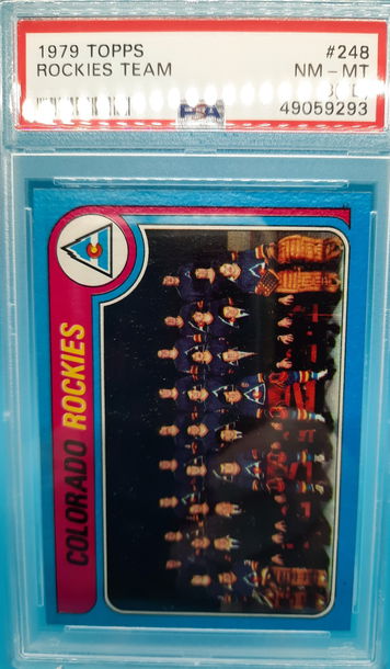 1979 TOPPS HOCKEY #248 ROCKIS TEAM PSA 8 PD