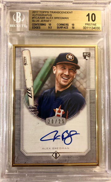 2017 Topps Transcendent Alex Bregman Autograph RC #’d /25 Gold Framed BGS 10 PRISTINE 10 AUTO 
