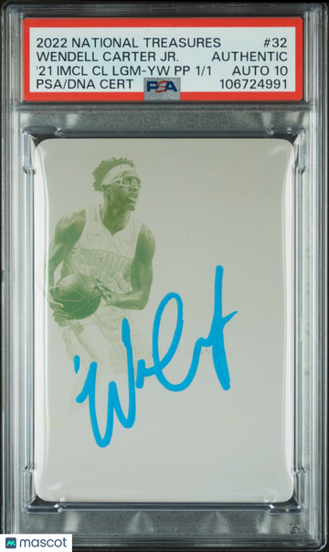 2022 Panini National Treasures Wendell Carter JR. #32 '21 Imcl CL LGM Yw PP /1 PSA A Auto 10