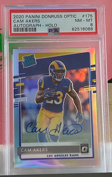 Cam Akers 2020 Donruss Optic Auto Holo #/99 PSA 8