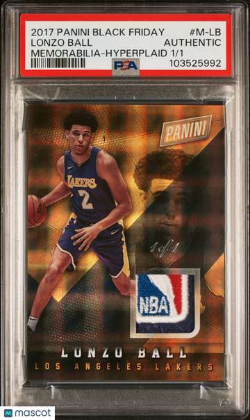 2017 Panini Black Friday Memorabilia Lonzo Ball #M-LB Hyperplaid /1 PSA A