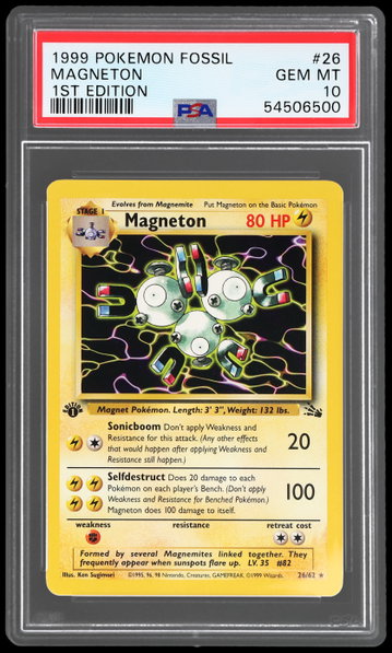1999 Pokemon Fossil Magneton 1st Edition PSA 10