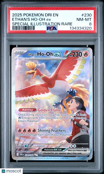 2025 Pokemon Dri EN-Destined Rivals Ethan's Ho-Oh EX Special Illustration Rare PSA 8 #230