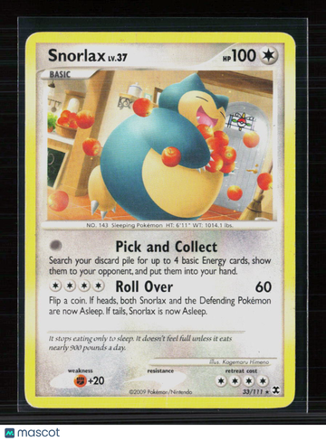 2009 Rising Rivals Snorlax Rare #33/111