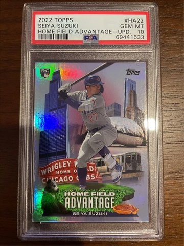 2022 TOPPS HOME FIELD ADVANTAGE HA22 SEIYA SUZUKI UPDATE PSA 10