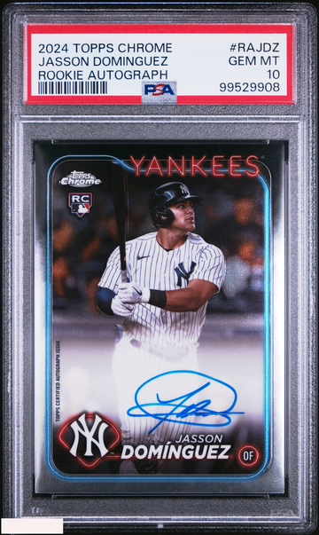 2024 TOPPS CHROME ROOKIE AUTOGRAPHS JASSON DOMINGUEZ #RAJDZ RC YANKEES PSA 10