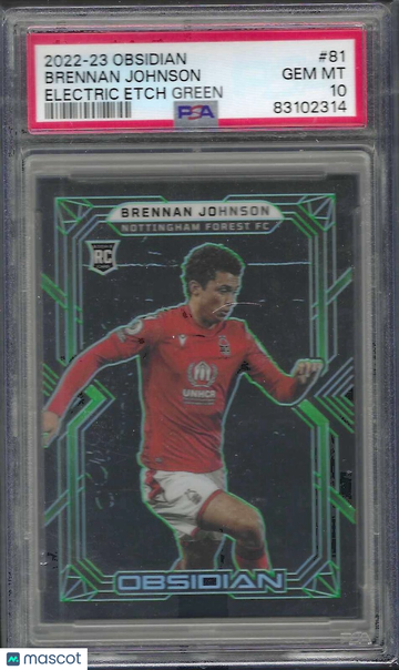 2022-23 Panini Obsidian Brennan Johnson #81 Electric Etch Green PSA 10