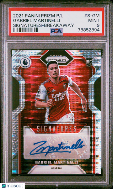 2021 Panini Prizm Premier League Signatures Gabriel Martinelli #S-GM Breakaway PSA 9