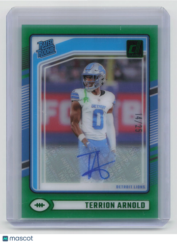 /25 2024 Panini Clearly Donruss Football Terrion Arnold #85 Green Auto Rookie