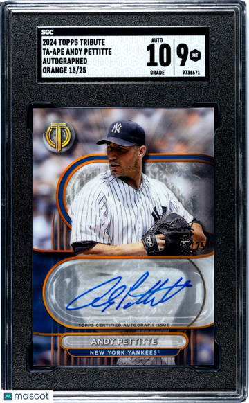 2024 Topps Tribute Andy Pettitte #TA-APE Autograph Orange 25 SGC 9 Auto 10