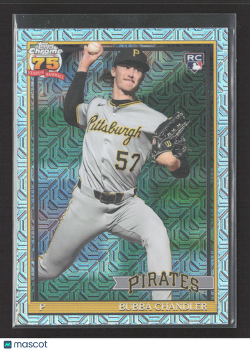 2025 Topps Chrome 75 Years of Baseball Bubba Chandler #91C-75 Aqua Mega Prism RC