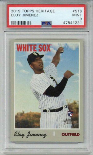 2019 TOPPS HERITAGE #516 ELOY JIMENEZ BASEBALL CARD CHICAGO WHITE SOX PSA 9 MINT