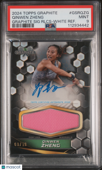 2024 Topps Graphite Tennis Graphite Signature Relics Qinwen Zheng #GSRQZG Rlcs White Refractor /10 PSA 9