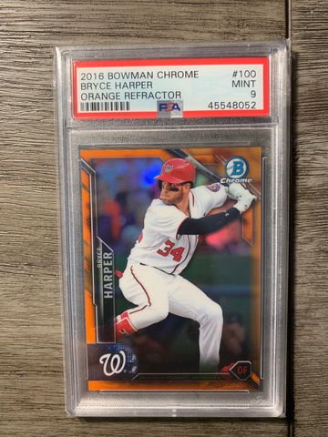 2016 Bowman Chrome Orange Refractor Bryce Harper (PSA 9) (2/25)