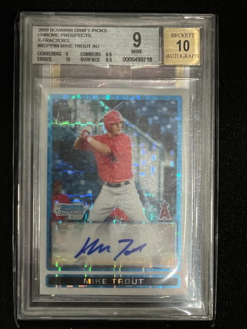 2009 Bowman Chrome Xfractor Mike Trout  ROOKIE RC AUTO /225 BGS 9