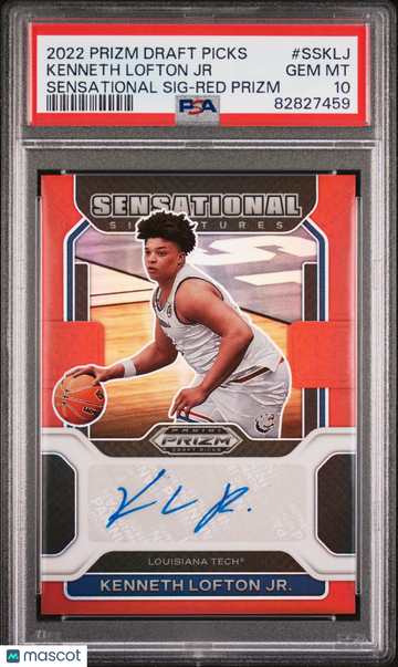 2022-23 Panini Prizm Draft Picks Sensational Signatures Kenneth Lofton JR #SSKLJ Sensational SIG Red Prizm PSA 10
