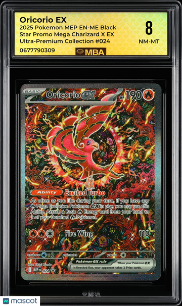 2025 Pokemon MEP EN-ME Black Star Promo Oricorio EX #024 Mega Charizard X EX Ultra-Premium Collection MBA 8