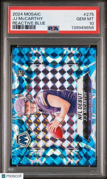 2024 Panini Mosaic JJ Mccarthy #275 Reactive Blue PSA 10