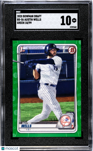 2020 Bowman Draft Austin Wells #BD-56 Green SGC 10