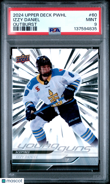 2024-25 Upper Deck Pwhl Izzy Daniel #60 Young Guns Outburst Rookie PSA 9