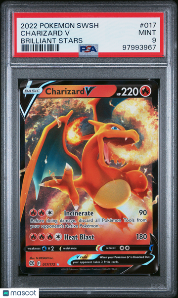 2022 Pokemon Sword & Shield Brilliant Stars Charizard V Brilliant Stars PSA 9 #017