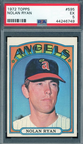 NOLAN RYAN - 1972 Topps #595 PSA 5 EX - Angels Great Color +