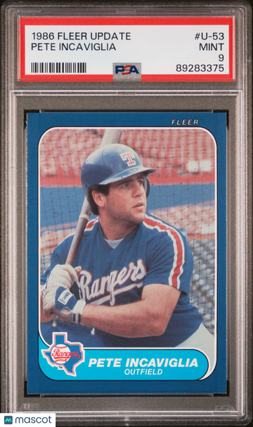 1986 Fleer Update Pete Incaviglia #U-53 PSA 9