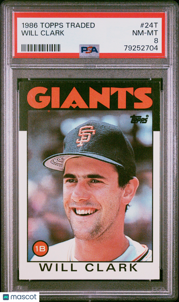 1986 Topps Traded Will Clark #24T PSA 8