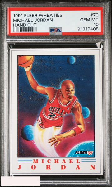 1991 FLEER WHEATIES HAND CUT MICHAEL JORDAN #70 BULLS HOF PSA 10 GEM MT