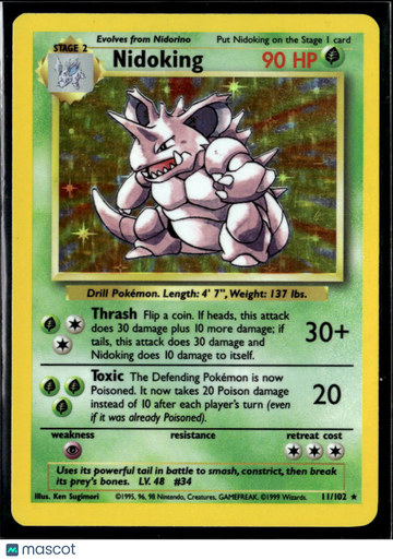 1999 Base Set Nidoking Holo Rare #11/102