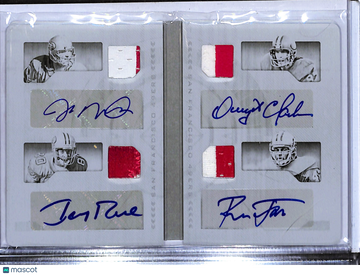 2016 Panini Playbook Football Joe Montana Jerry Rice Dwight Clark Ronnie Lott #F4-49RS Black Printing Plate Quad Patch P