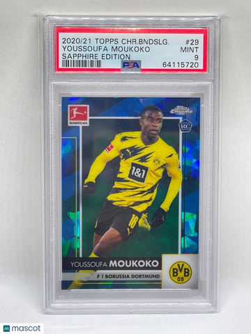 2020 Topps Chrome Bundesliga Sapphire Edition Youssoufa Moukoko #29 PSA 9