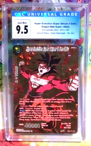 Graded 2022 CGC 9.5 Son Goku SS4 Secret Rare Foil BT3-123 5th Anniversary Set Dragon Ball Super